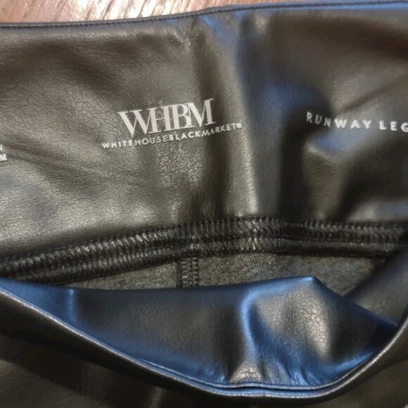🔥WHBM Runway Leggings Women's Size 10 Black Faux Leather Skinny Slim Stretch - Picture 2 of 7